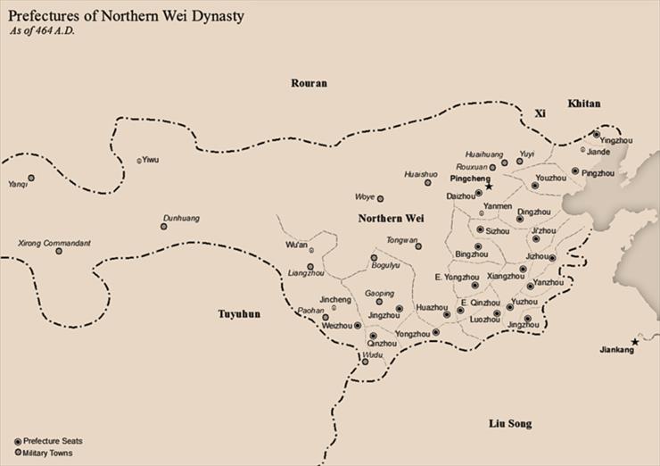 Chiny starożytne od Neolitu do Dynastii Ming 1368 - 1644 AD. - mapy - 800px-Northern_Wei_464.png