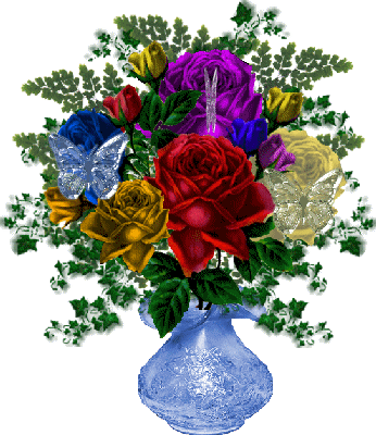 Gify-Kwiaty - kwiaty w wazonie roze w niebieskim .gif