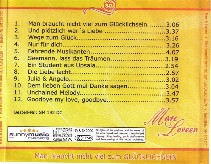 Marc  Loreen 2009... - Marc  Loreen.Man Braucht Nicht Viel Zum Glcklichsein Back.jpg